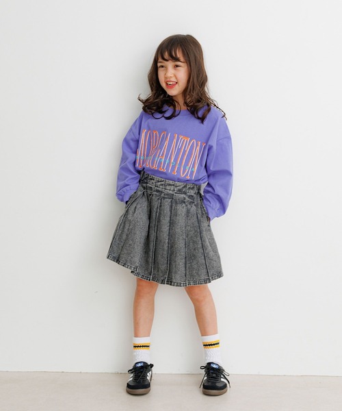 BAYFLOW（ベイフロー）の「[インナーパンツ付き♪]デニムプリーツスカート(KIDS)（スカート・キッズ・ブルー系/ブラック系・110cm/150cm/140cm/130cm/120cm）」の4枚目の写真