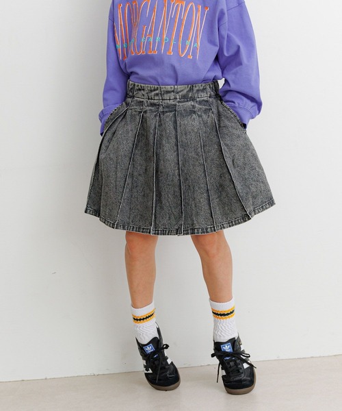 BAYFLOW（ベイフロー）の「[インナーパンツ付き♪]デニムプリーツスカート(KIDS)（スカート・キッズ・ブルー系/ブラック系・110cm/150cm/140cm/130cm/120cm）」の8枚目の写真