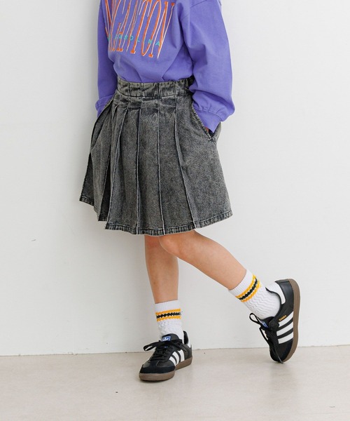 BAYFLOW（ベイフロー）の「[インナーパンツ付き♪]デニムプリーツスカート(KIDS)（スカート・キッズ・ブルー系/ブラック系・110cm/150cm/140cm/130cm/120cm）」の9枚目の写真