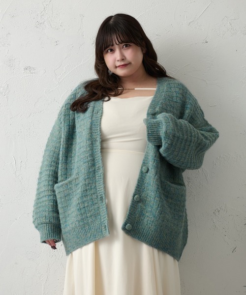 Louiosy(ルオシー)の「【大きいサイズ】MIXカラーポケット付きカーディガン(カーディガン/ボレロ・レディース・アイボリー/サックスブルー・4L/X-LARGE)」の7枚目の写真