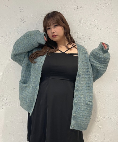 Louiosy(ルオシー)の「【大きいサイズ】MIXカラーポケット付きカーディガン(カーディガン/ボレロ・レディース・アイボリー/サックスブルー・4L/X-LARGE)」の5枚目の写真