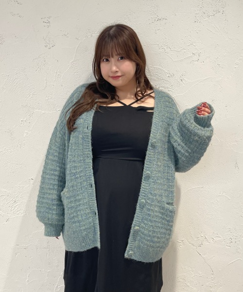 Louiosy(ルオシー)の「【大きいサイズ】MIXカラーポケット付きカーディガン(カーディガン/ボレロ・レディース・アイボリー/サックスブルー・4L/X-LARGE)」の4枚目の写真