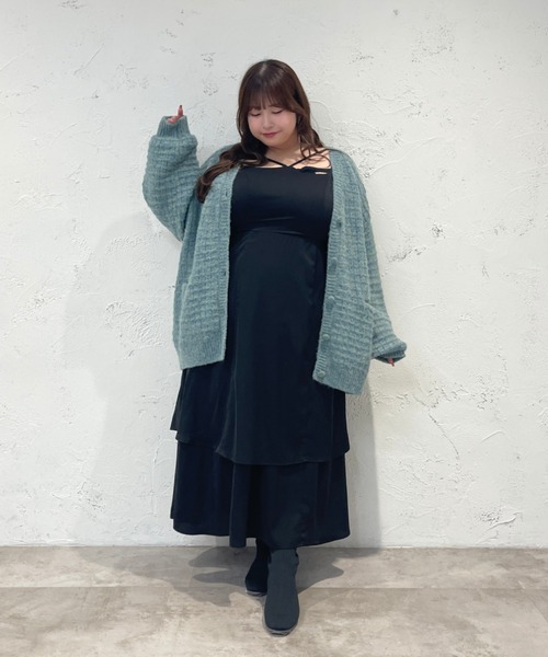 Louiosy(ルオシー)の「【大きいサイズ】MIXカラーポケット付きカーディガン(カーディガン/ボレロ・レディース・アイボリー/サックスブルー・4L/X-LARGE)」の6枚目の写真