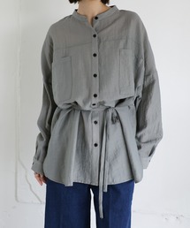 【Et】Band Collar Oversize Blouse