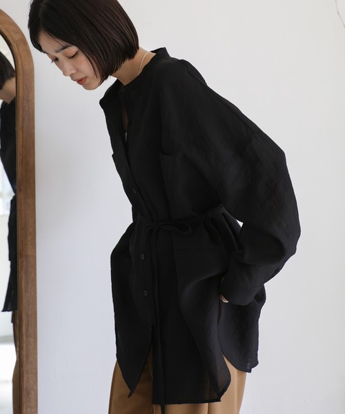 select MOCA Et（セレクトモカエト）の「【Et】Band Collar Oversize Blouse（シャツ/ブラウス・レディース・グレー/ホワイト/ブラック・FREE）」の8枚目の写真