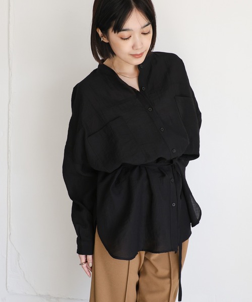 select MOCA Et（セレクトモカエト）の「【Et】Band Collar Oversize Blouse（シャツ/ブラウス・レディース・グレー/ホワイト/ブラック・FREE）」の10枚目の写真