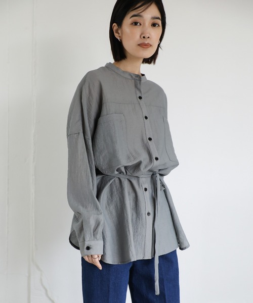 セール】【Et】Band Collar Oversize Blouse（シャツ/ブラウス