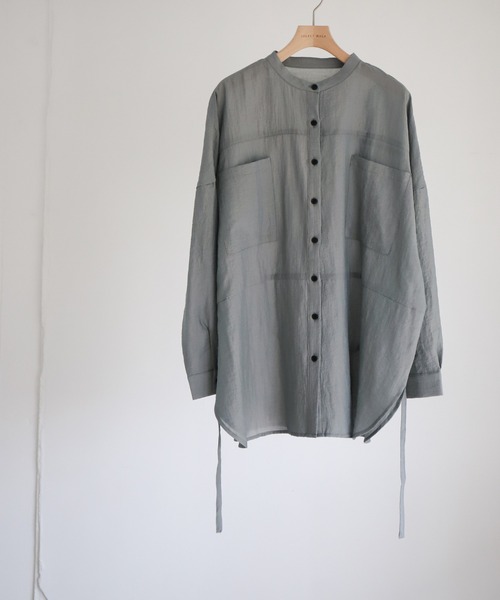 select MOCA Et（セレクトモカエト）の「【Et】Band Collar Oversize Blouse（シャツ/ブラウス・レディース・グレー/ホワイト/ブラック・FREE）」の5枚目の写真