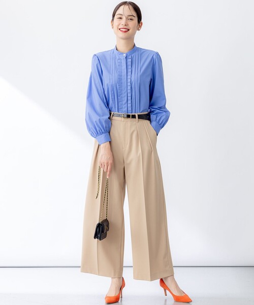 組曲 L(クミキョク オオキイサイズ)の「ドライタッチツイル ワイドパンツ(その他パンツ・レディース・ブラック系/黄土色系・5/6/7)」の5枚目の写真