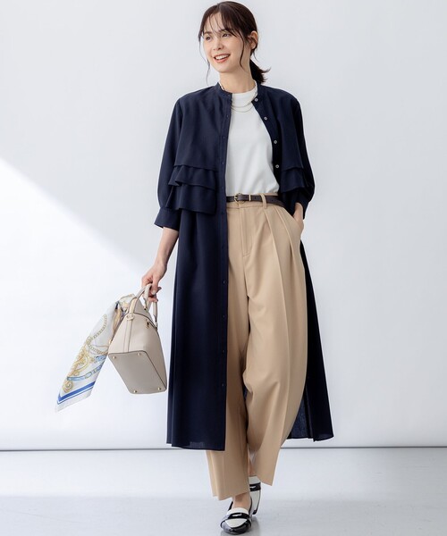 組曲 L(クミキョク オオキイサイズ)の「ドライタッチツイル ワイドパンツ(その他パンツ・レディース・ブラック系/黄土色系・5/6/7)」の12枚目の写真