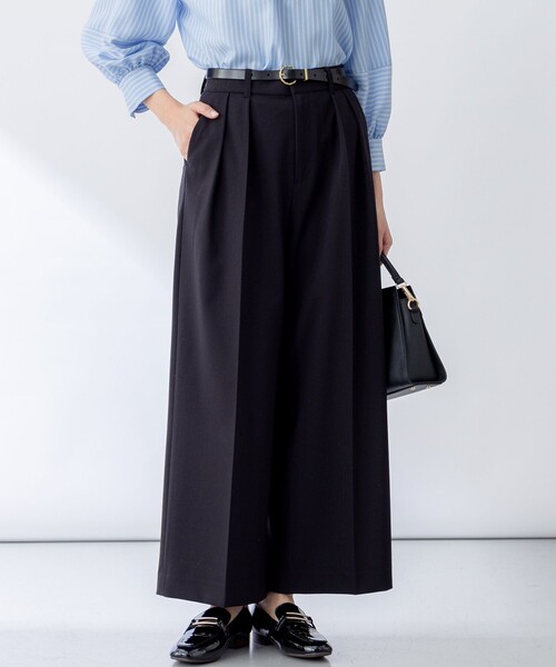 組曲 L(クミキョク オオキイサイズ)の「ドライタッチツイル ワイドパンツ(その他パンツ・レディース・ブラック系/黄土色系・5/6/7)」の20枚目の写真
