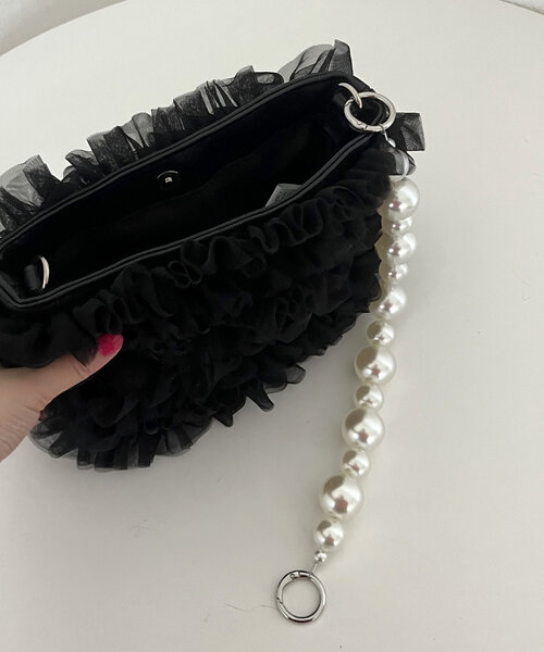 ぱそ ☆ページ♡チュールパール付きヌビショルダーバッグ 楽天