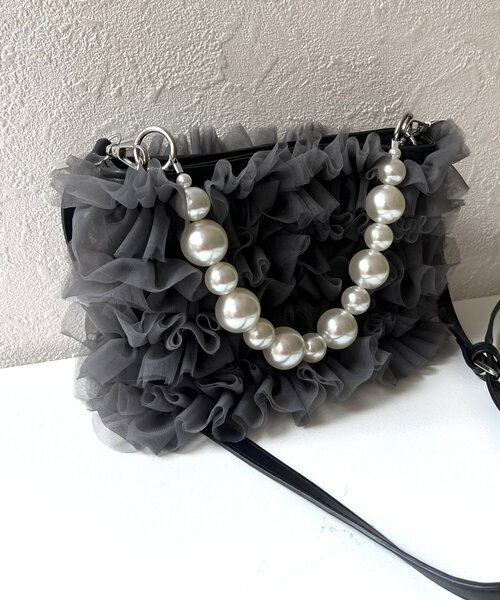prose verse（プロズヴェール）の「パール２wayチュールショルダーバッグ（ショルダーバッグ・レディース・ブラック/グレー・FREE）」の14枚目の写真