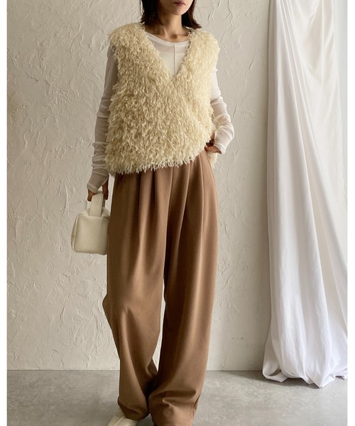 She's Closet(シーズクローゼット)の「ハイウエストタックセミワイドテーパードパンツ/イージーパンツ(その他パンツ・レディース・ライトグレー/ブラック/ベージュ/グレイッシュブルー・M/L)」の21枚目の写真