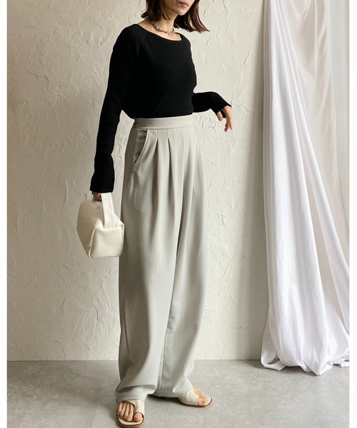 She's Closet(シーズクローゼット)の「ハイウエストタックセミワイドテーパードパンツ/イージーパンツ(その他パンツ・レディース・ライトグレー/ブラック/ベージュ/グレイッシュブルー・M/L)」の19枚目の写真