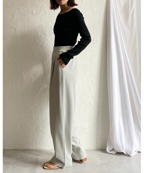 She's Closet(シーズクローゼット)の「ハイウエストタックセミワイドテーパードパンツ/イージーパンツ(その他パンツ・レディース・ライトグレー/ブラック/ベージュ/グレイッシュブルー・M/L)」の18枚目の写真