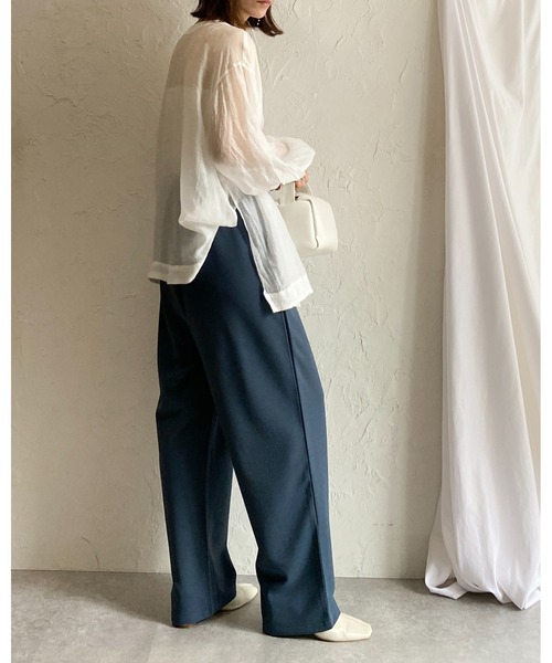 She's Closet(シーズクローゼット)の「ハイウエストタックセミワイドテーパードパンツ/イージーパンツ(その他パンツ・レディース・ライトグレー/ブラック/ベージュ/グレイッシュブルー・M/L)」の15枚目の写真