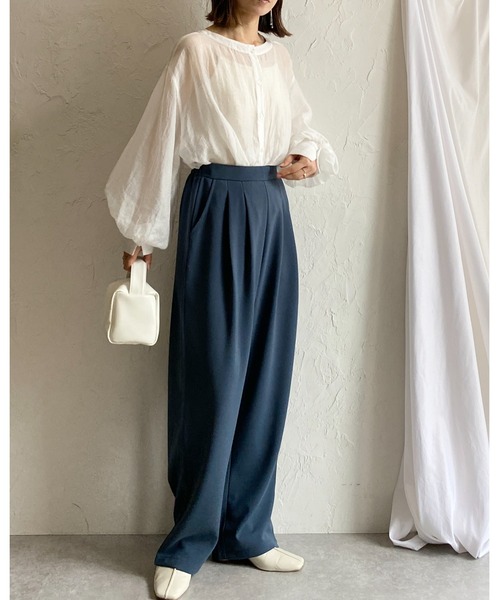 She's Closet(シーズクローゼット)の「ハイウエストタックセミワイドテーパードパンツ/イージーパンツ(その他パンツ・レディース・ライトグレー/ブラック/ベージュ/グレイッシュブルー・M/L)」の14枚目の写真