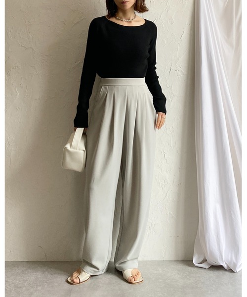 She's Closet(シーズクローゼット)の「ハイウエストタックセミワイドテーパードパンツ/イージーパンツ(その他パンツ・レディース・ライトグレー/ブラック/ベージュ/グレイッシュブルー・M/L)」の8枚目の写真
