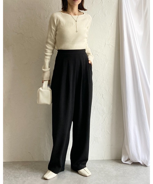 She's Closet(シーズクローゼット)の「ハイウエストタックセミワイドテーパードパンツ/イージーパンツ(その他パンツ・レディース・ライトグレー/ブラック/ベージュ/グレイッシュブルー・M/L)」の7枚目の写真