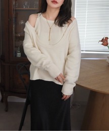 cashmere knit tops 2set /カシミヤ タンクトップ ニット プルオーバー 2点セット