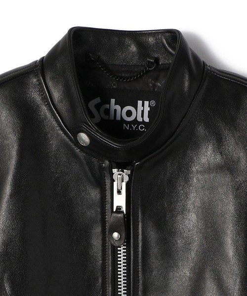 schott（ショット）の「Schott/ショット/70’S SINGLE RIDERS JACKET/シングル ライダース（ライダースジャケット・メンズ・ブラック・S/2XL/XL/L/M）」の2枚目の写真