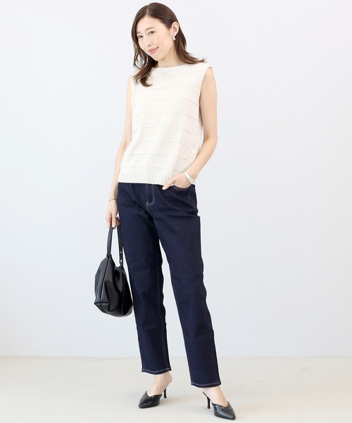 Aletta vita(アレッタビータ)の「ストレッチデニムテーパードパンツ(デニムパンツ・レディース・ワンウォッシュ/ブルー・M/L)」の6枚目の写真