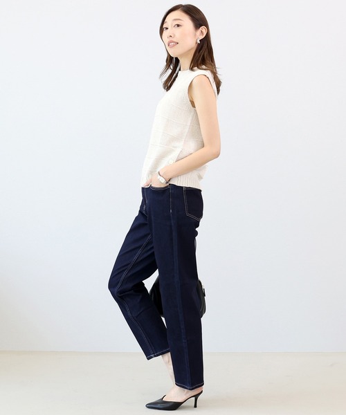 Aletta vita(アレッタビータ)の「ストレッチデニムテーパードパンツ(デニムパンツ・レディース・ワンウォッシュ/ブルー・M/L)」の5枚目の写真