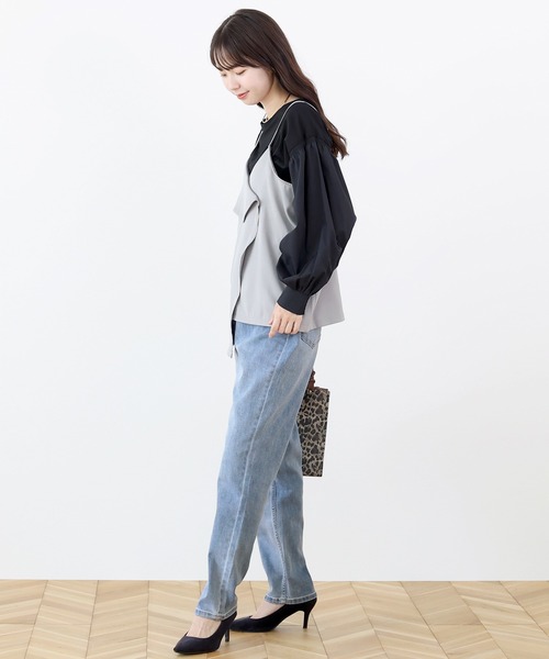 Aletta vita(アレッタビータ)の「ストレッチデニムテーパードパンツ(デニムパンツ・レディース・ワンウォッシュ/ブルー・M/L)」の12枚目の写真
