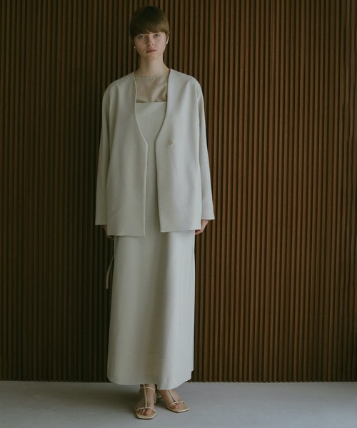 MANOF（マノフ）の「COLLARLESS JACKET（その他アウター・レディース・ベージュ/ブラック・S/M）」の6枚目の写真