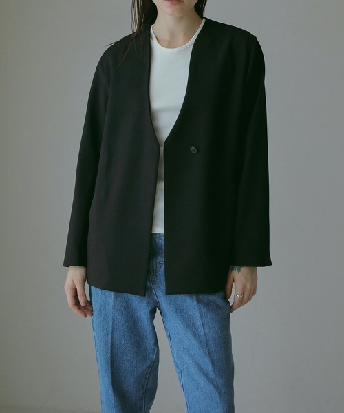 MANOF（マノフ）の「COLLARLESS JACKET（その他アウター・レディース・ベージュ/ブラック・S/M）」の13枚目の写真