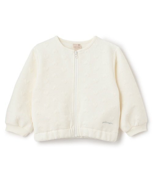 petit main（プティマイン）の「【リンク/花粉防止】ハートzip羽織り(キッズサイズ)（ノーカラージャケット・キッズ・ライトピンク/イエロー/オフホワイト/グレー・100cm/110cm/90cm/80ｃｍ/130cm/120cm）」の10枚目の写真