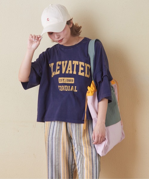 CUBE SUGAR（キューブシュガー）の「ナイロン配色トートバッグ（トートバッグ・レディース・ベージュ/ピンク/グリーン・M）」の7枚目の写真