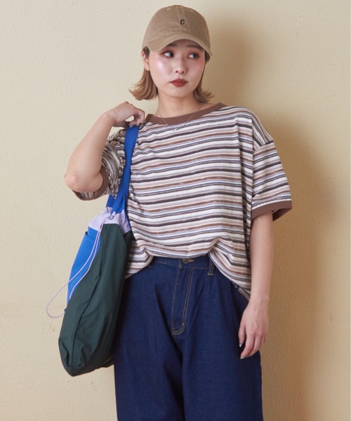 CUBE SUGAR（キューブシュガー）の「ナイロン配色トートバッグ（トートバッグ・レディース・ベージュ/ピンク/グリーン・M）」の10枚目の写真