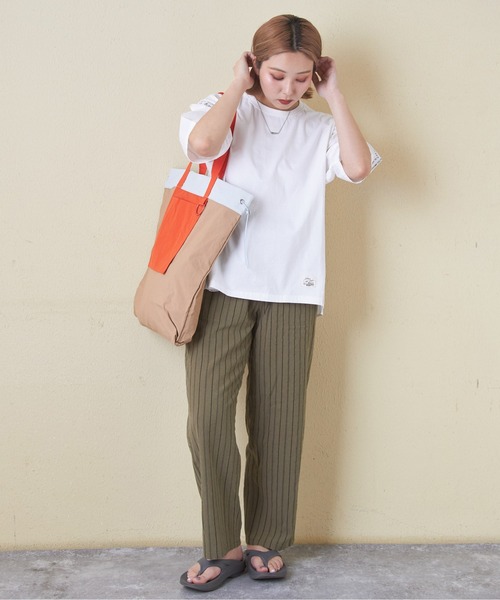 CUBE SUGAR（キューブシュガー）の「ナイロン配色トートバッグ（トートバッグ・レディース・ベージュ/ピンク/グリーン・M）」の5枚目の写真