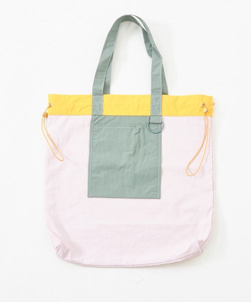 CUBE SUGAR（キューブシュガー）の「ナイロン配色トートバッグ（トートバッグ・レディース・ベージュ/ピンク/グリーン・M）」の17枚目の写真