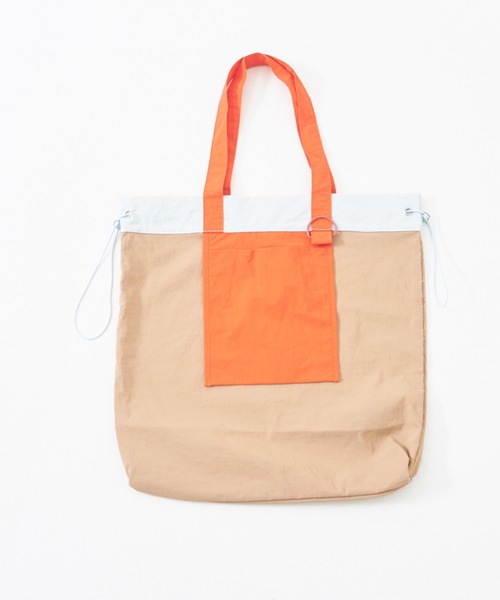 CUBE SUGAR（キューブシュガー）の「ナイロン配色トートバッグ（トートバッグ・レディース・ベージュ/ピンク/グリーン・M）」の13枚目の写真