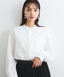 ジョーゼットフロントヨークシャツブラウス≪手洗い可能≫