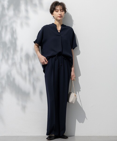 接触冷感/UVカット/吸水速乾】ストレッチジョーゼット ワイド パンツ