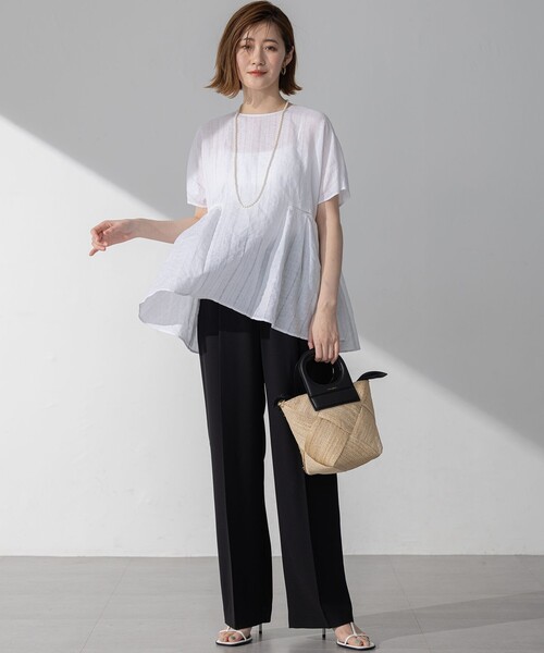 今期 【接触冷感/UVカット/吸水速乾】ストレッチジョーゼット ワイド パンツ 接触冷感/UVカット/吸水速乾】ストレッチジョーゼット ワイド パンツ