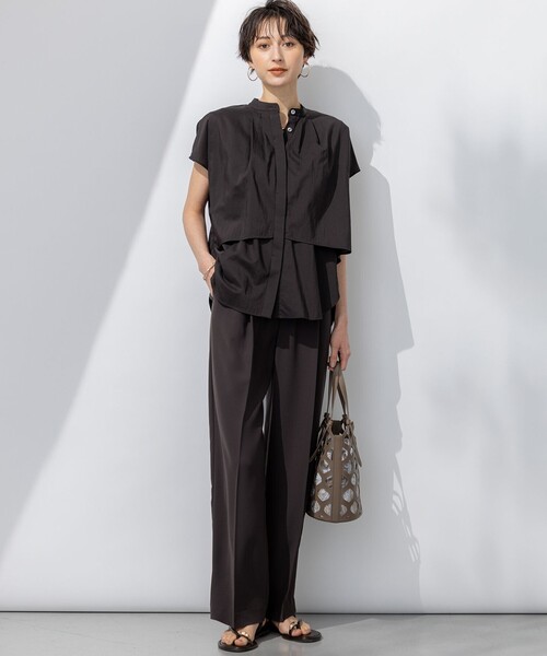 ❣️確認用です❣️黒の絹縮緬からセットアップパンツ❣️ 接触冷感/UVカット/吸水速乾】ストレッチジョーゼット ワイド パンツ