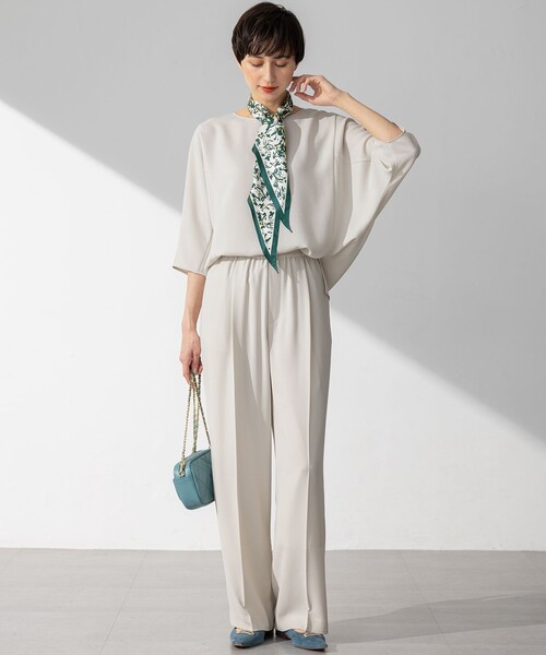 今期 【接触冷感/UVカット/吸水速乾】ストレッチジョーゼット ワイド パンツ 接触冷感/UVカット/吸水速乾】ストレッチジョーゼット ワイド パンツ