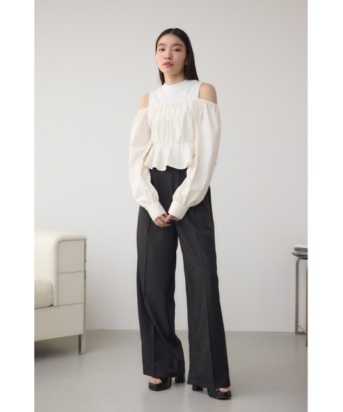 AZUL by moussy（アズールバイマウジー）の「フロントタックイージーワイドパンツ（スラックス・レディース・ピンク/ライトグレー/ブラック系その他/ブラック/グレー系その他・SMALL/MEDIUM）」の16枚目の写真