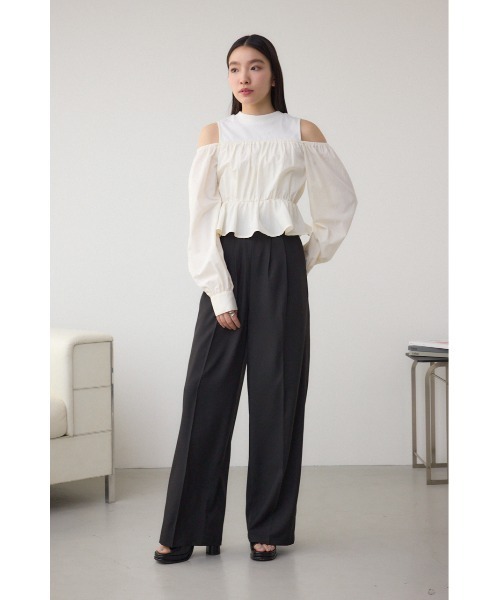 AZUL by moussy（アズールバイマウジー）の「フロントタックイージーワイドパンツ（スラックス・レディース・ピンク/ライトグレー/ブラック系その他/ブラック/グレー系その他・SMALL/MEDIUM）」の17枚目の写真