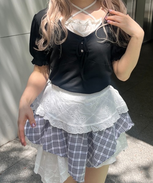 MORE self LOVE(モアセルフラブ)の「ホルターボウモチーフトップス(Tシャツ/カットソー・レディース・グレー/ベージュ/ブラック・FREE)」の2枚目の写真
