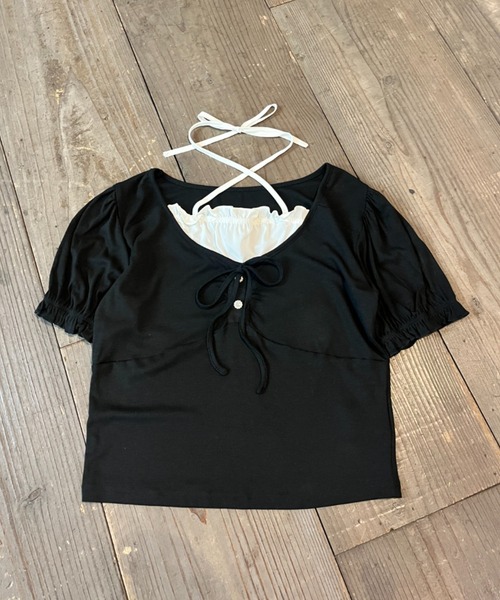 MORE self LOVE(モアセルフラブ)の「ホルターボウモチーフトップス(Tシャツ/カットソー・レディース・グレー/ベージュ/ブラック・FREE)」の15枚目の写真