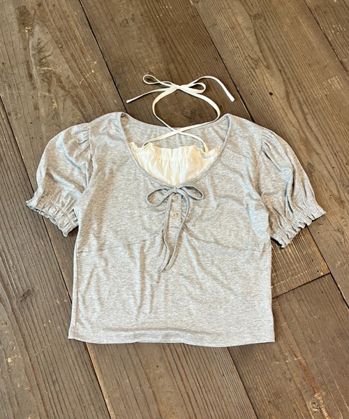 MORE self LOVE(モアセルフラブ)の「ホルターボウモチーフトップス(Tシャツ/カットソー・レディース・グレー/ベージュ/ブラック・FREE)」の17枚目の写真