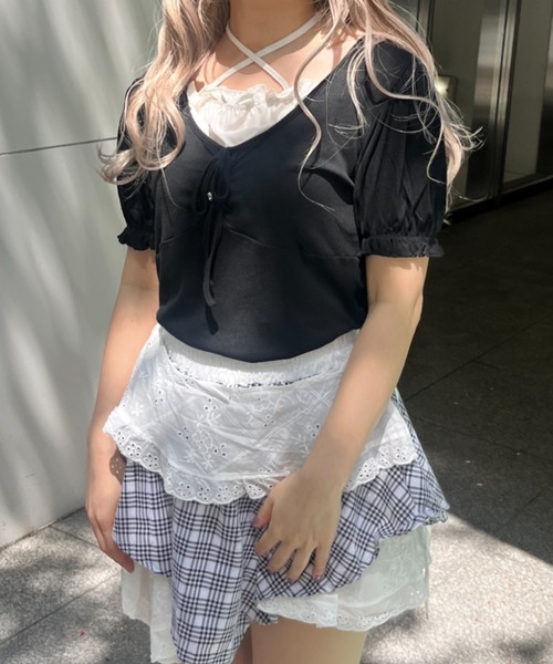 MORE self LOVE(モアセルフラブ)の「ホルターボウモチーフトップス(Tシャツ/カットソー・レディース・グレー/ベージュ/ブラック・FREE)」の8枚目の写真