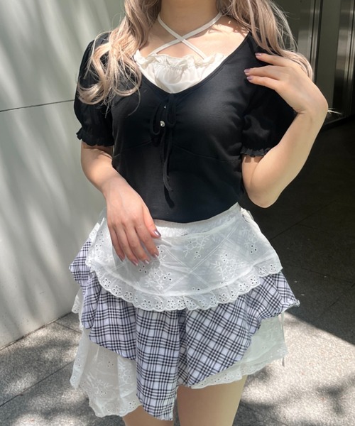 MORE self LOVE(モアセルフラブ)の「ホルターボウモチーフトップス(Tシャツ/カットソー・レディース・グレー/ベージュ/ブラック・FREE)」の9枚目の写真