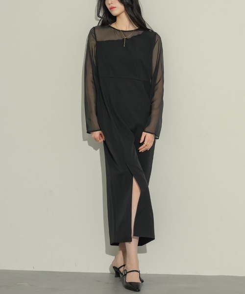 NEUNA ヌナ 4wayシアーベロアロングドレスセットワンピース フリーサイズ 単体でもシアーでも着用出来る！】4wayシアーベロアロングドレス